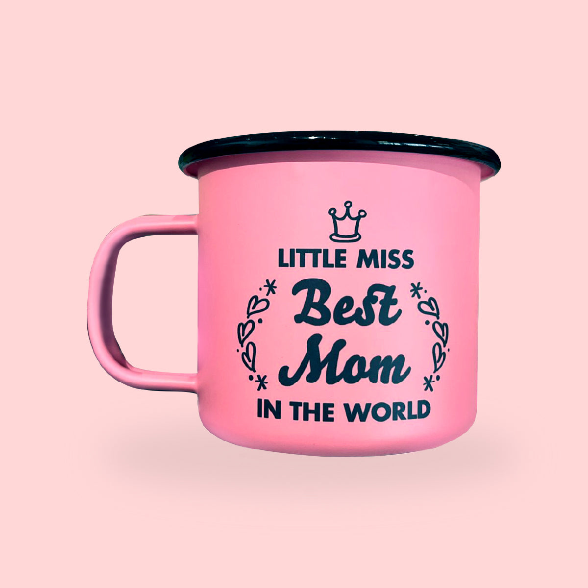 LITTLE MISS HUG BEST MOM PINK ENAMEL MUG