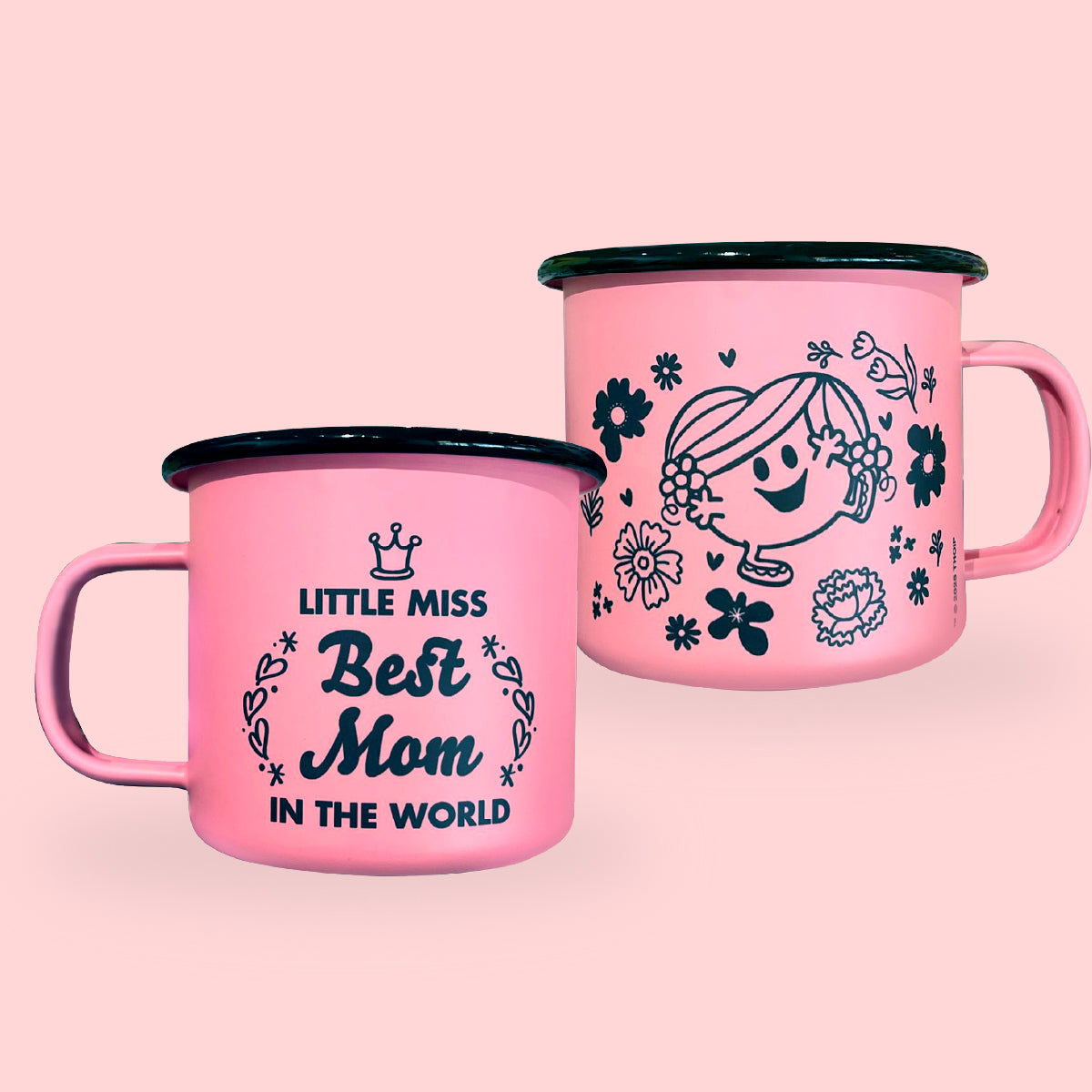 LITTLE MISS HUG BEST MOM PINK ENAMEL MUG