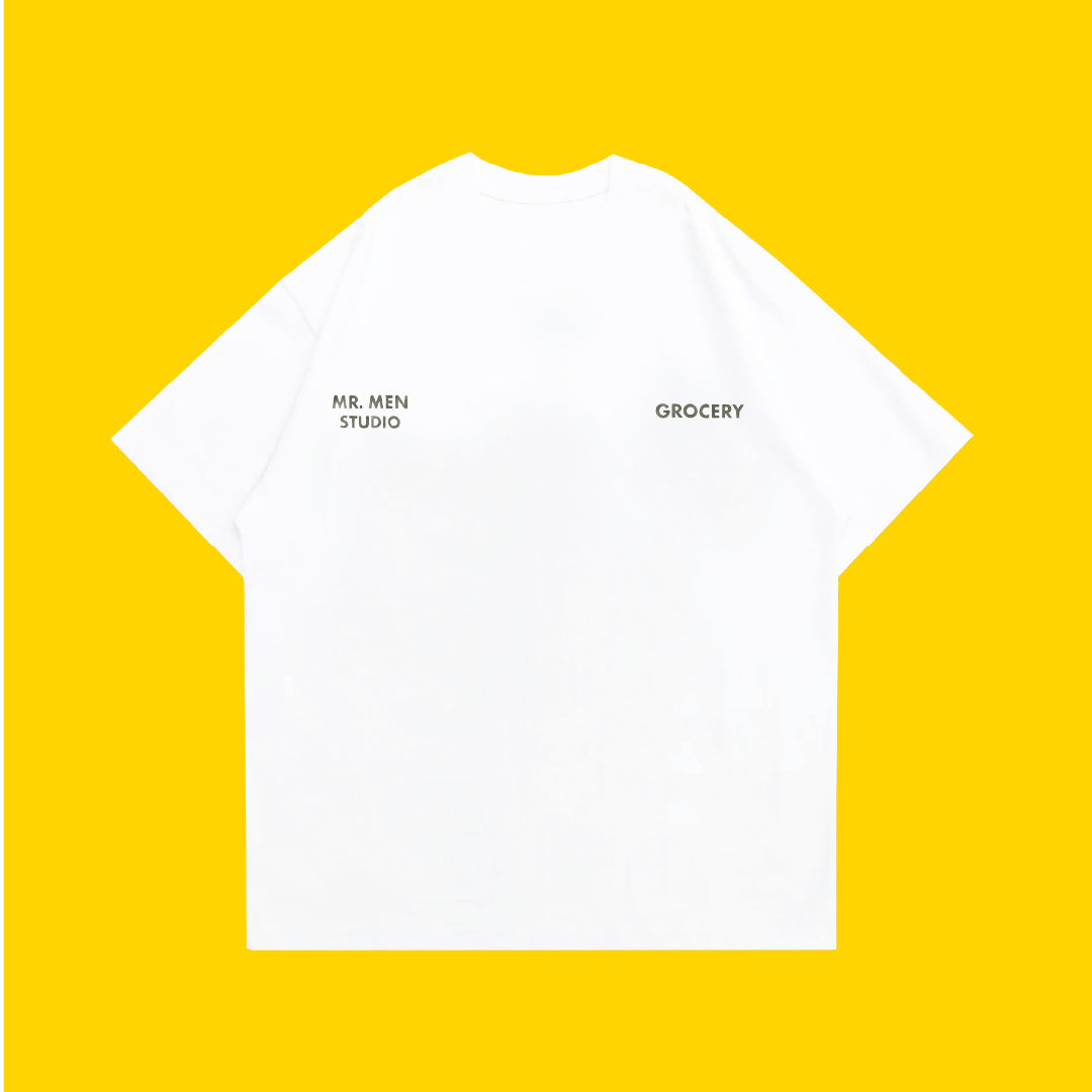 GROCERY x MR. MEN STUDIO WATERCOLOR GRAPHIC TEE / WHITE