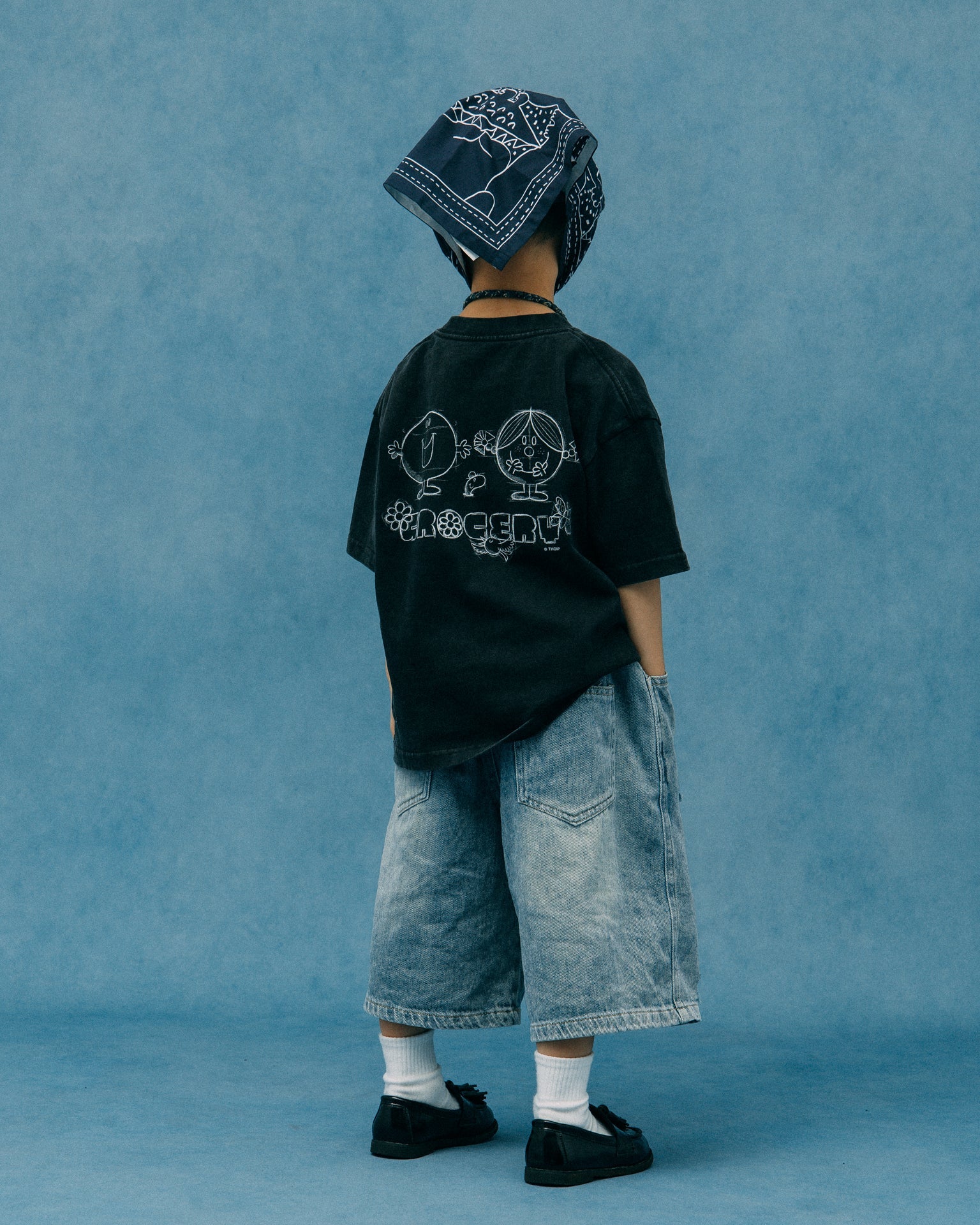 GROCERY x MR. MEN STUDIO KIDS SKETCH GRAPHIC TEE / WASHED BLACK