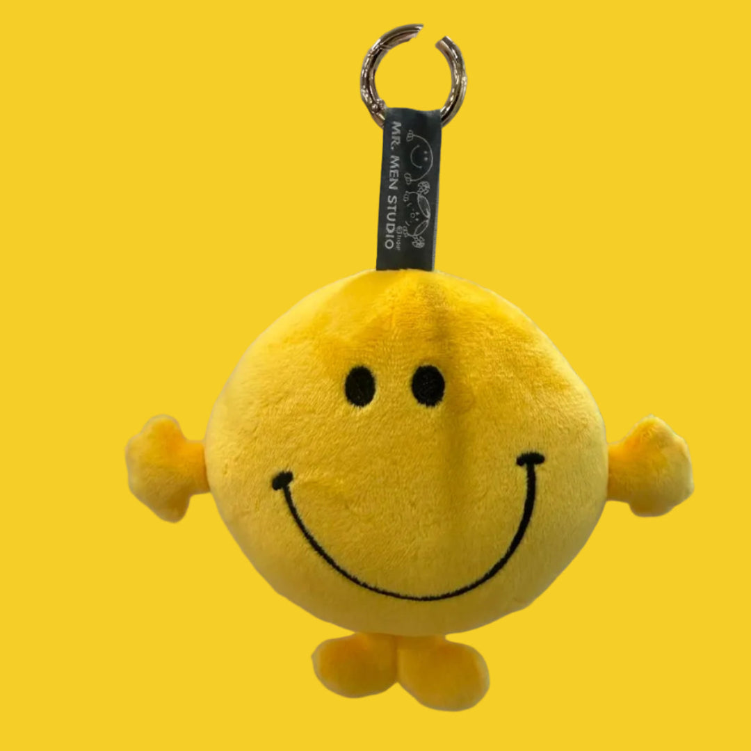 MR. HAPPY PLUSH KEYCHAIN with metal loop