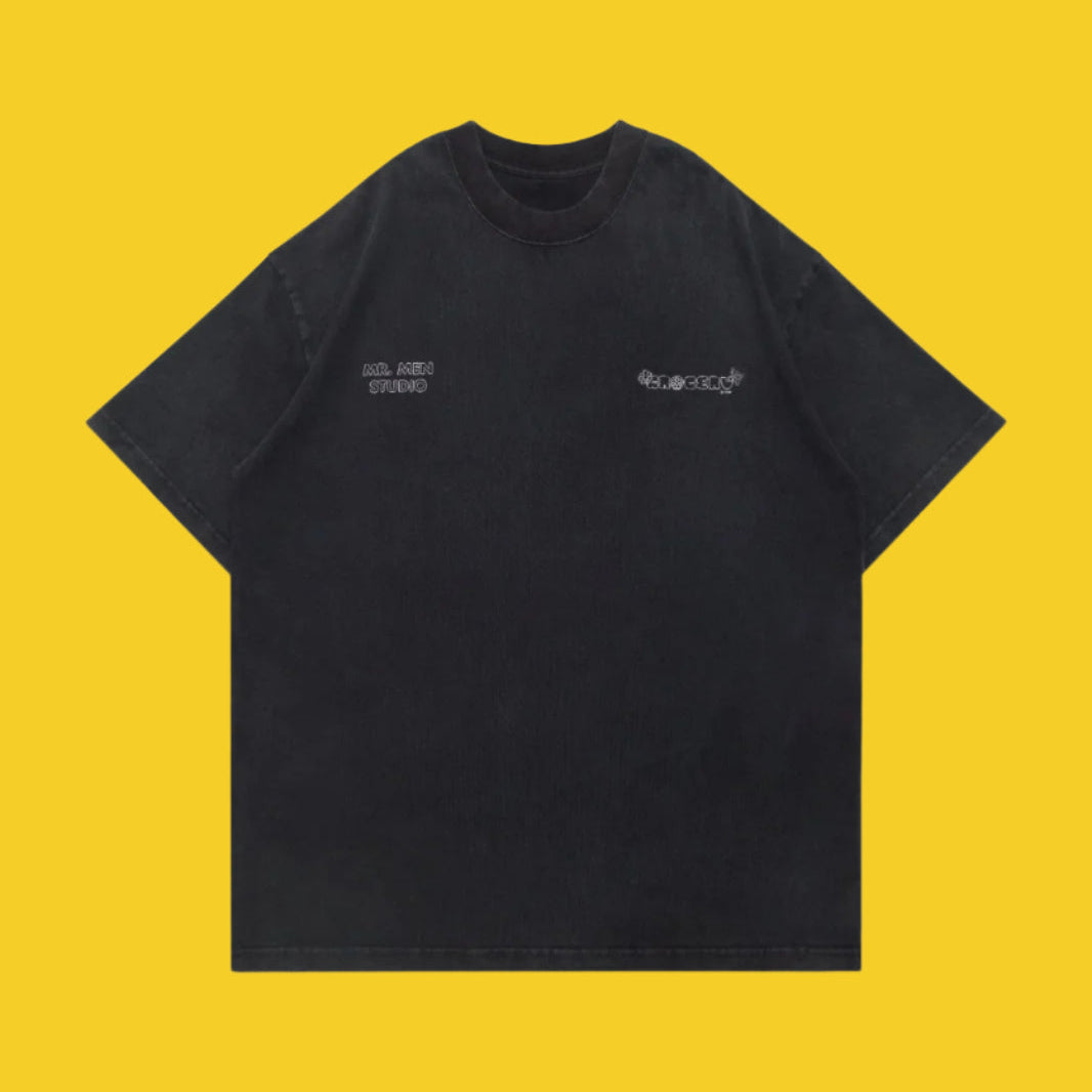 GROCERY x MR. MEN STUDIO SKETCH GRAPHIC TEE / WASHED BLACK