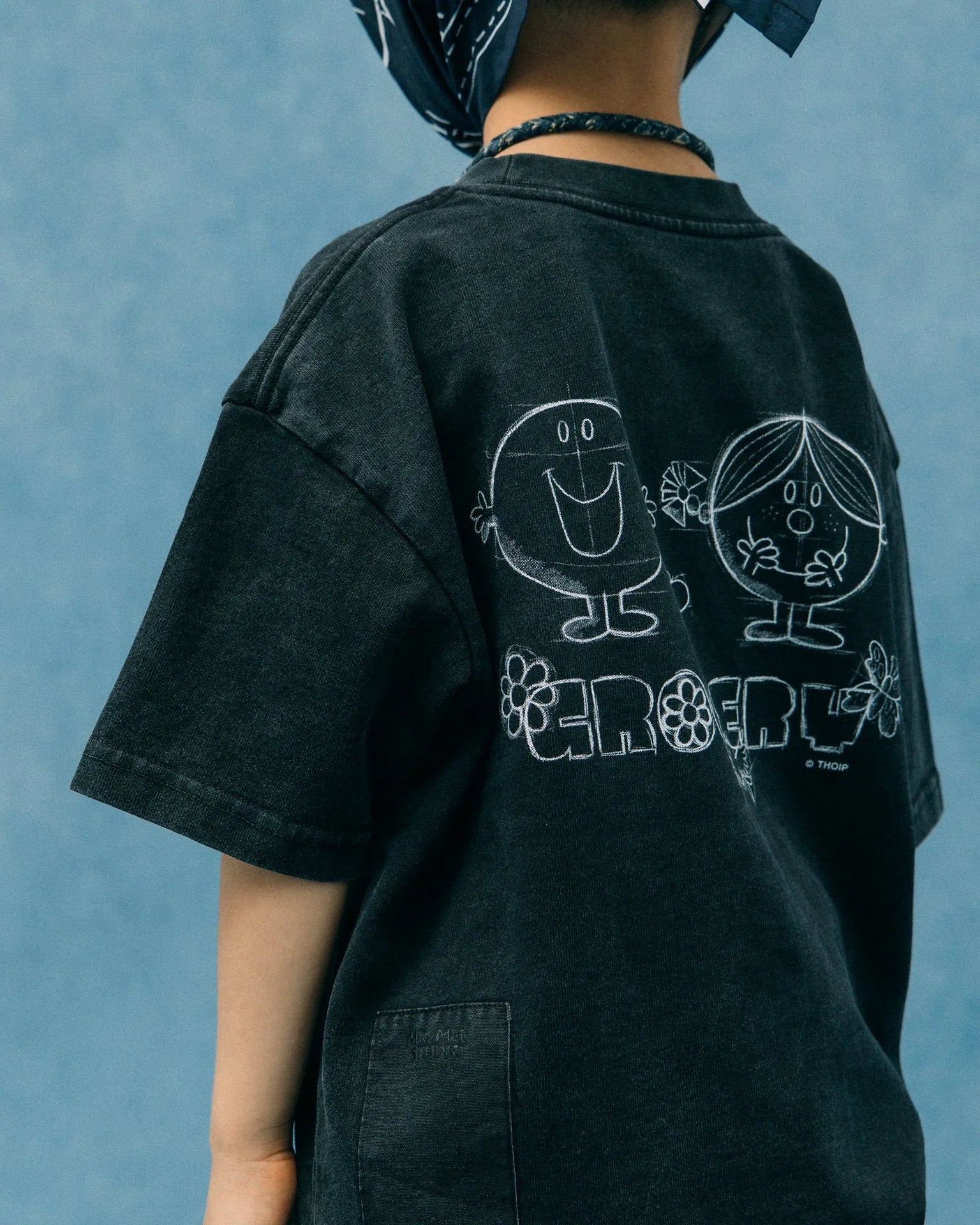 GROCERY x MR. MEN STUDIO KIDS SKETCH GRAPHIC TEE / WASHED BLACK