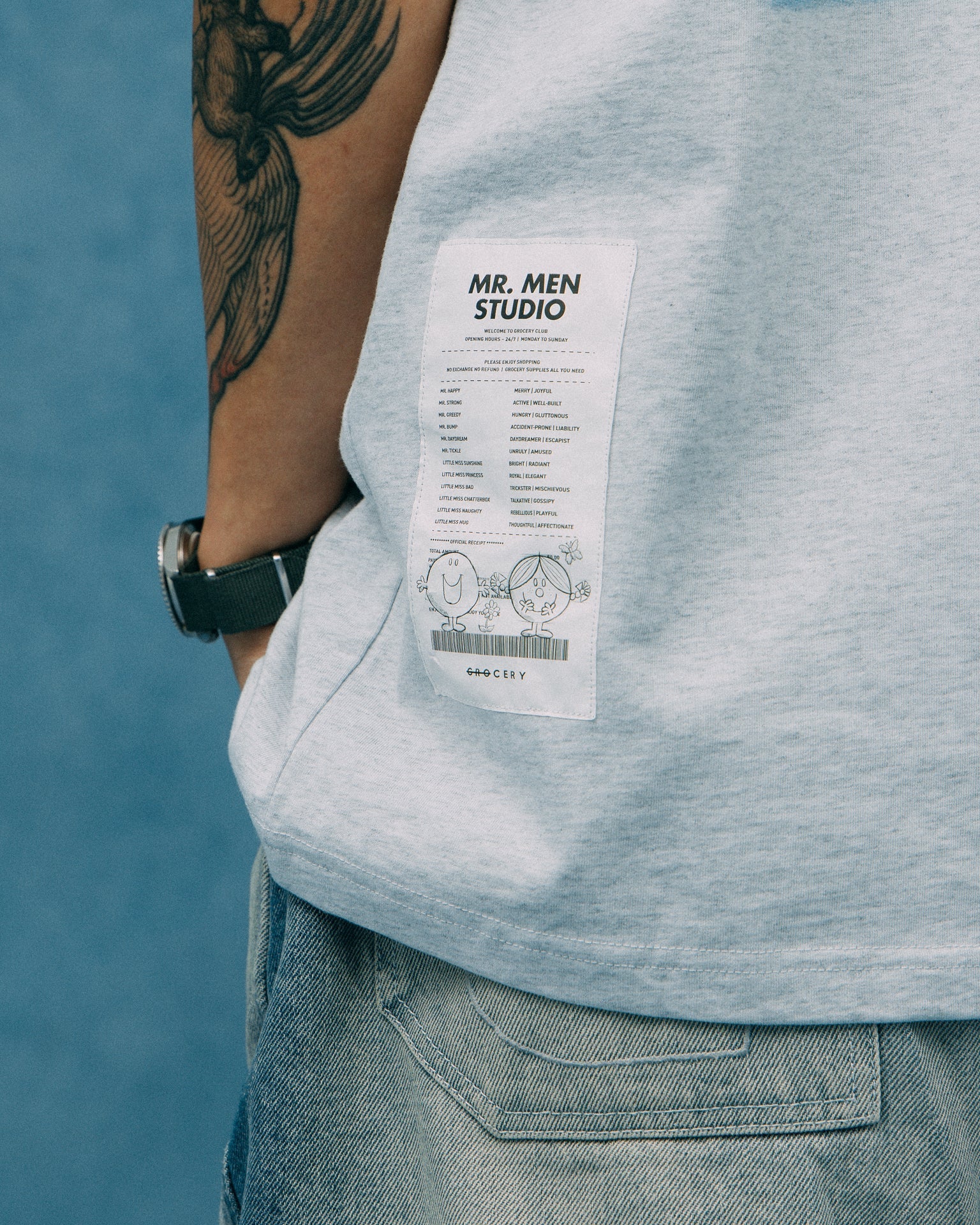 GROCERY x MR. MEN STUDIO PASTEL GRAPHIC TEE/ GREY