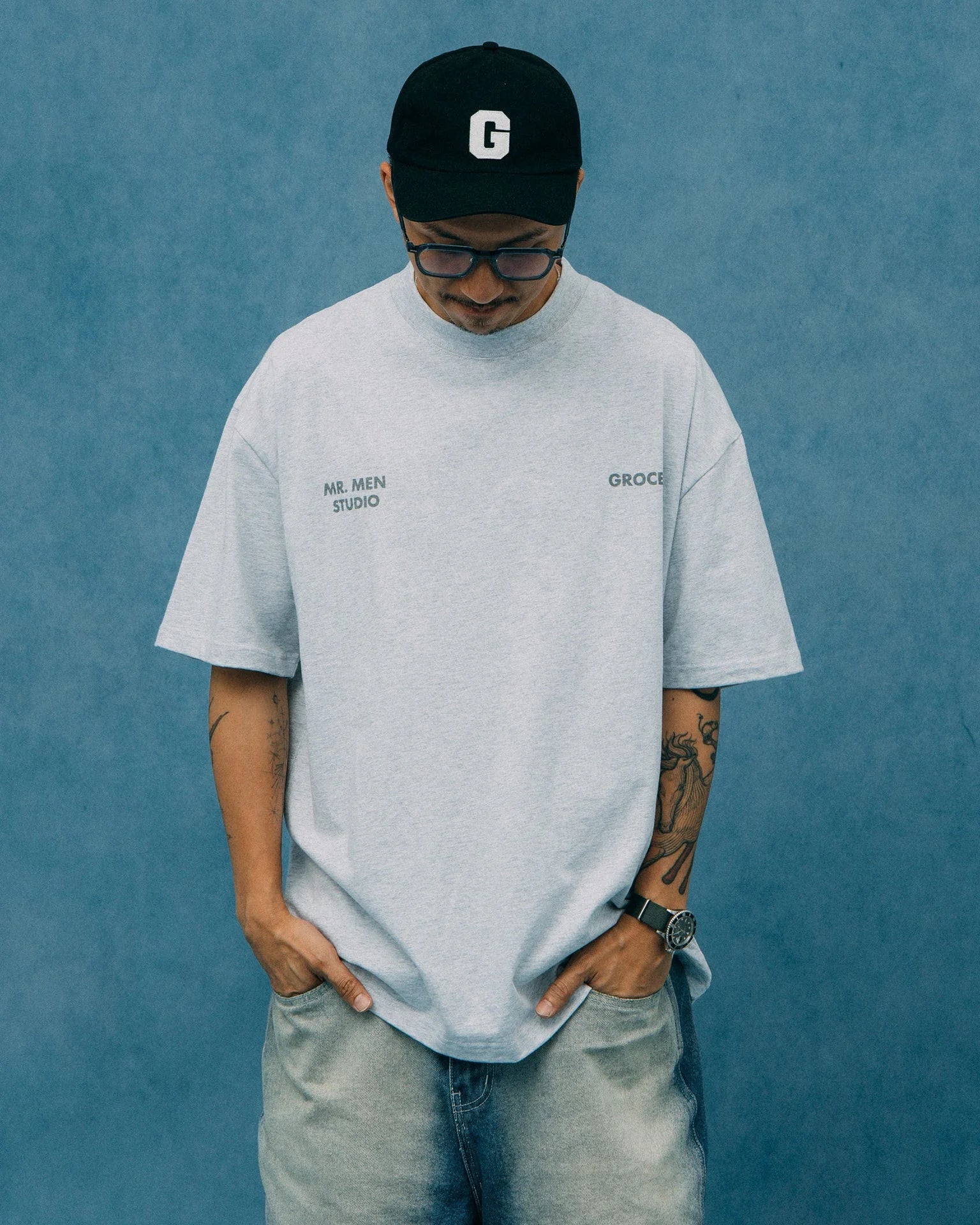 GROCERY x MR. MEN STUDIO PASTEL GRAPHIC TEE/ GREY