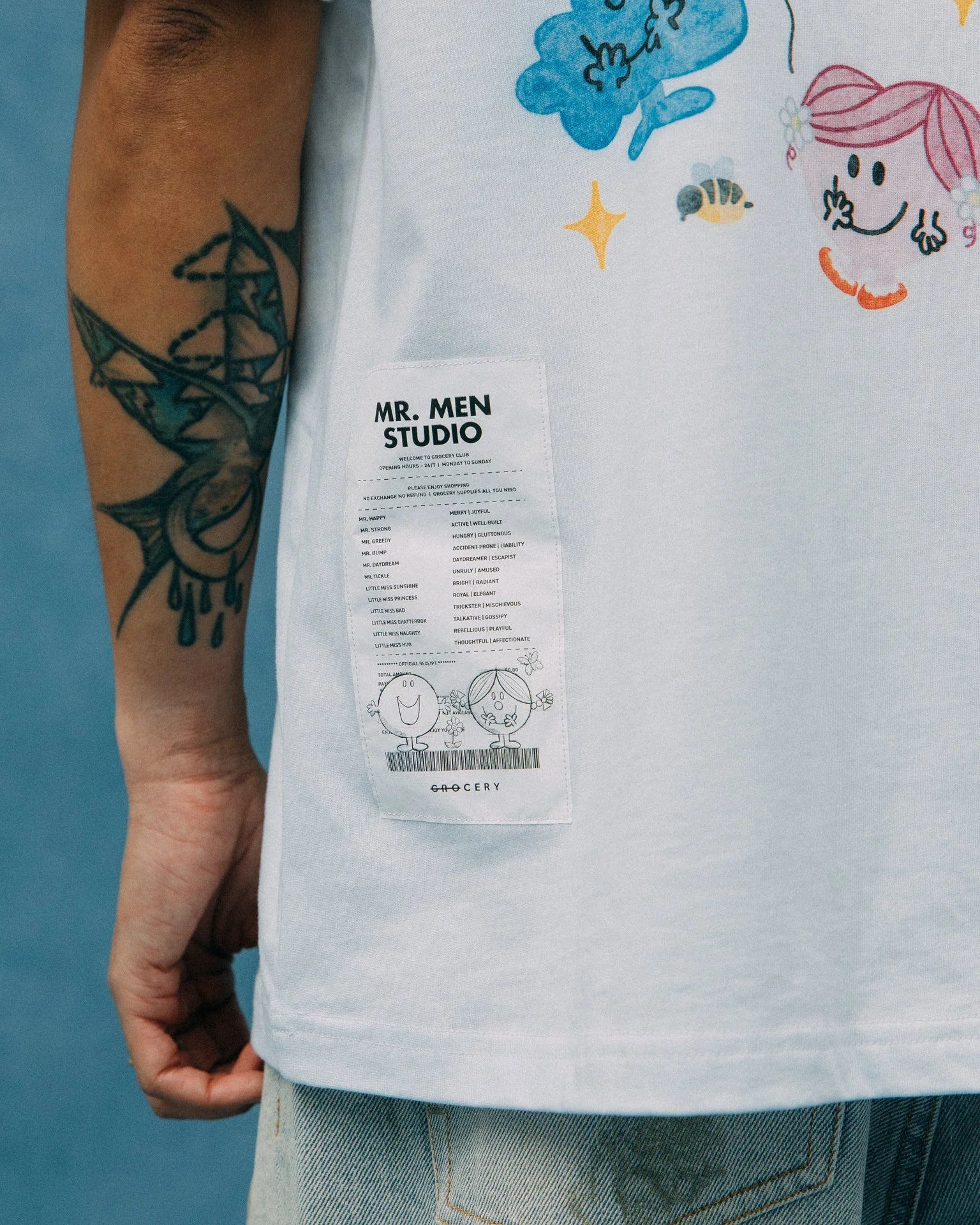 GROCERY x MR. MEN STUDIO WATERCOLOR GRAPHIC TEE / WHITE