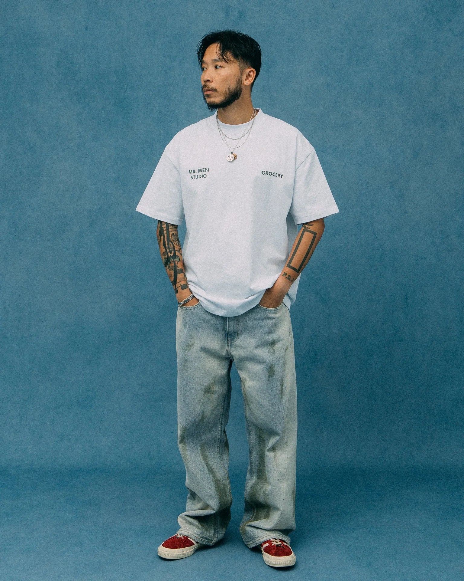 GROCERY x MR. MEN STUDIO WATERCOLOR GRAPHIC TEE / WHITE